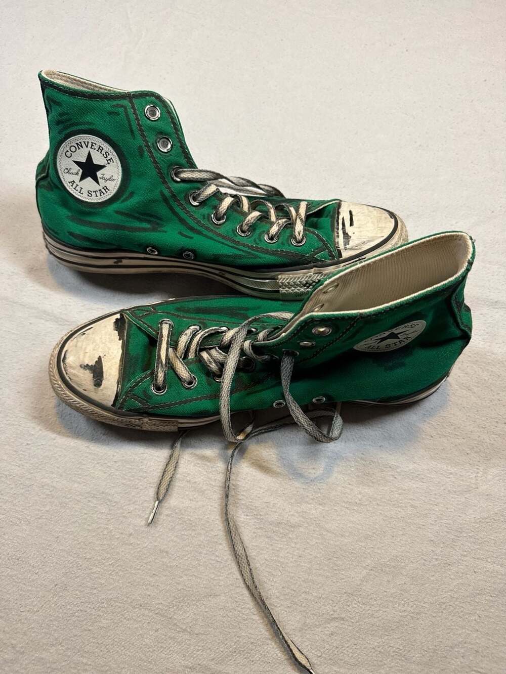 Converse Chuck Taylor All Star High Top Sneakers Green Pop Art Sketch